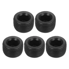 5Pcs Socket Pipe Plugs, PT 1/2"Carbon Steel Hex Thread Pipe Caps, Black