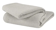 GLAMBURG 100% Cotton Thermal Blanket, Breathable Waffle, Queen, All-Season, Ligh