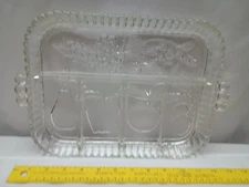 Vintage Indiana Glass 5-Part Relish Tray Platter with Fruit Design