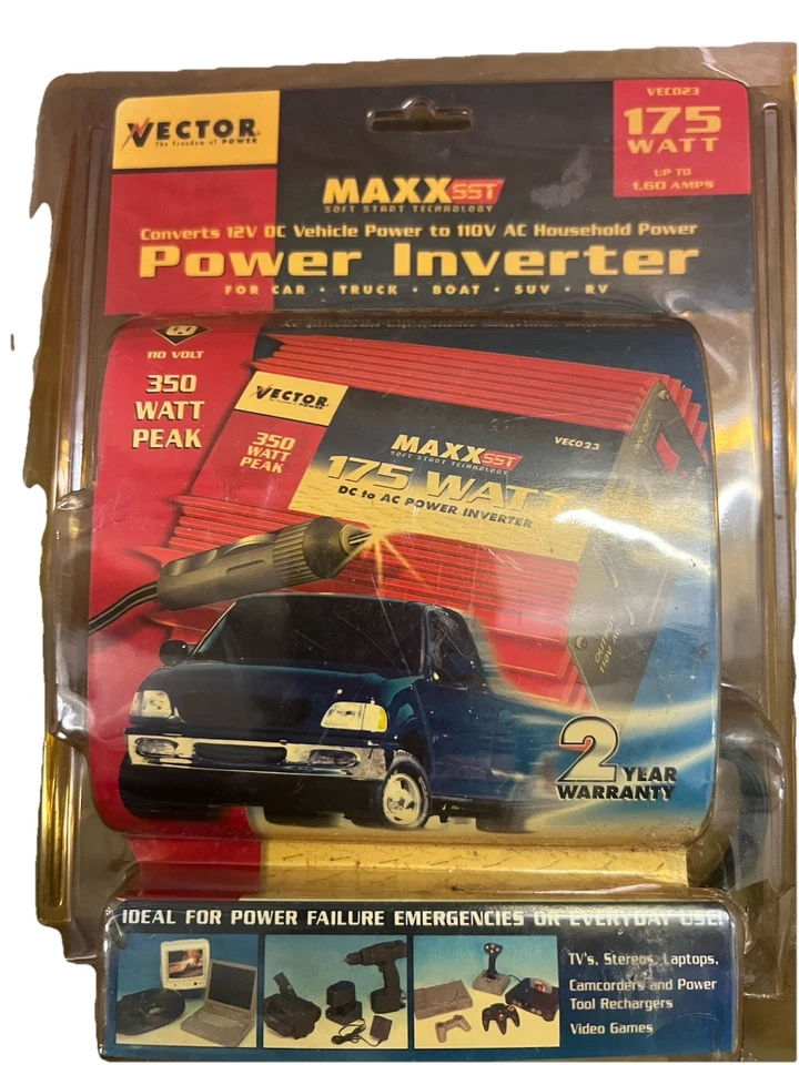 New Vector Maxx SST 175 Watt DC To AC Power Inverter 350 Watt Peak VEC060 - Image 3 of 3