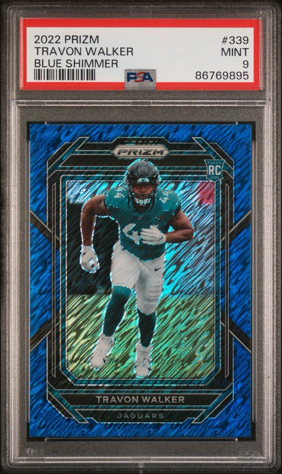 2022 Panini Prizm - Rookies Travon Walker #339 Blue Shimmer Prizm /25 (RC)