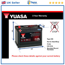 Battery fits CADILLAC CTS ELDORADO ESCALADE SEVILLE 79 to 07 Yuasa 069 630A New
