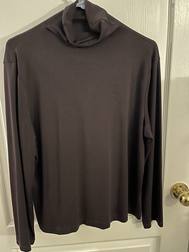 Ellen Tracy Silk Brown Turtleneck XL L