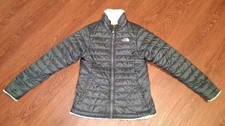 Girls The North Face Reversible Puffer Coat Jacket Size L 14/16 Blue  Pink