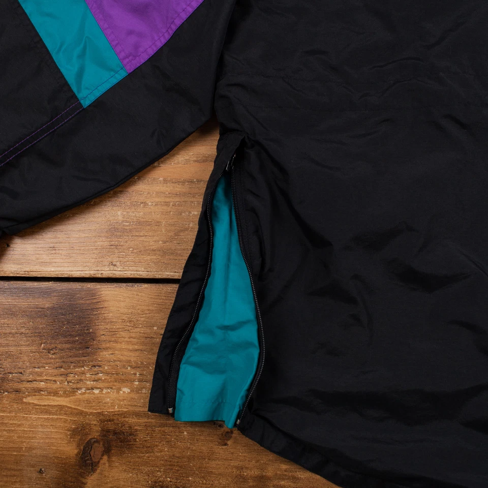 Chaqueta cortavientos Meridian vintage L negra con cremallera a presión Foto 2 de 4