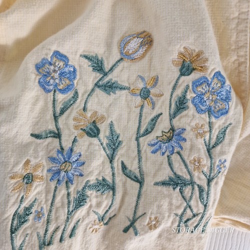 Casey & Max Shirt Women's XL Yellow Floral Embroidery Short Sleeve Button-Up - Picture 15 of 15