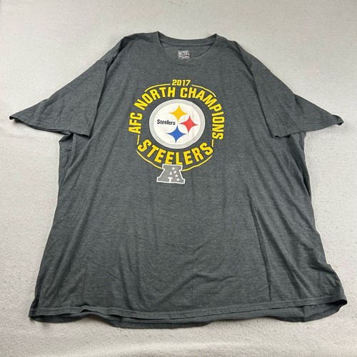 Pittsburgh Steelers Shirt Men 4XL Gray 2017 NFL Football AFC North Champions Tee
