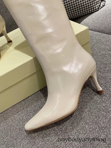 Women's Mid Kitten Heels Leather Knee High Boots Pointed Toe Formal Boots Shoes - Picture 21 of 30