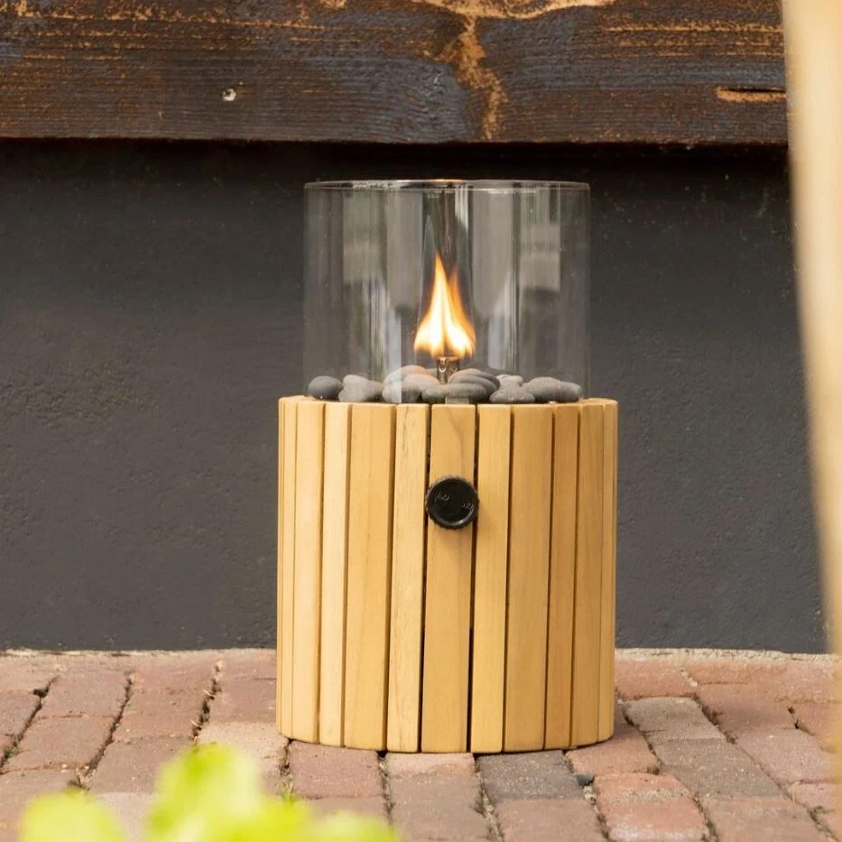 Outdoor Wooden Lantern Glamping Gas Fire Pit Garden Wooden and Glass CosiScoop - Image 3 of 4