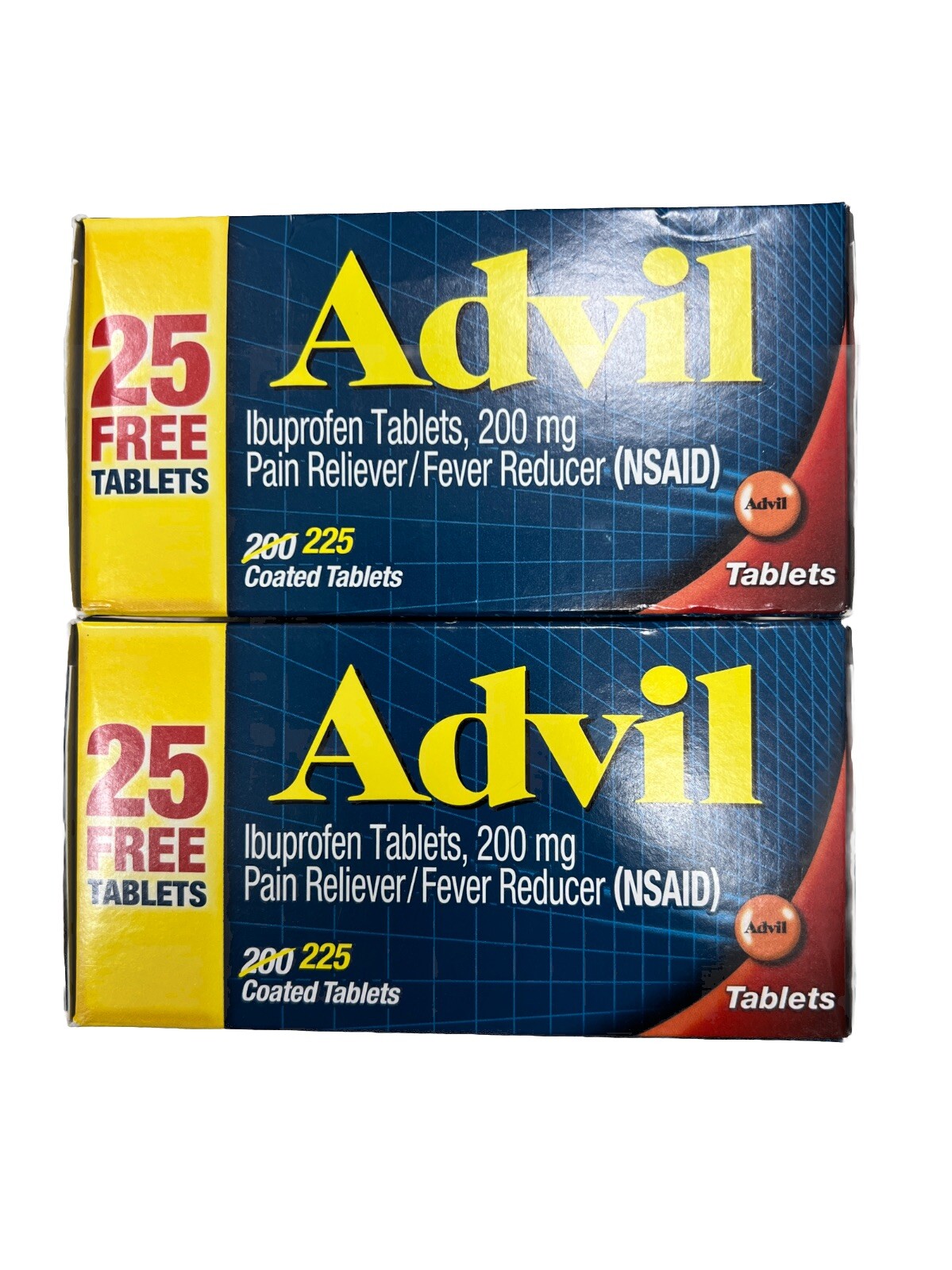 LOT OF 2 Advil Pain Reliever Fever Reducer Ibupr 200mg Coated 450 Tab ...