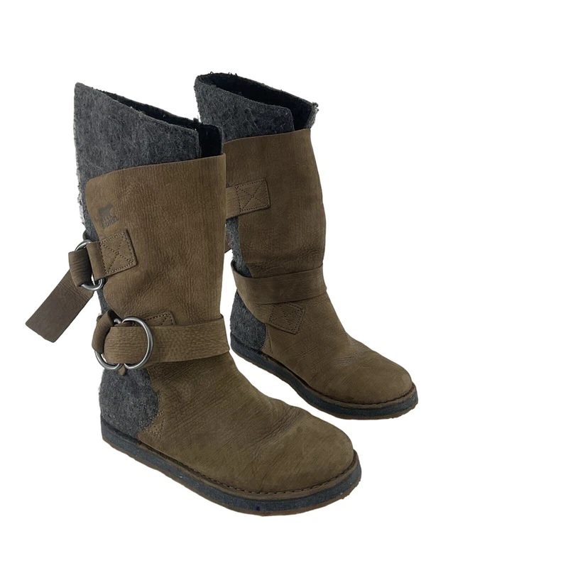 sorel leather snow riding buckle preowned boots