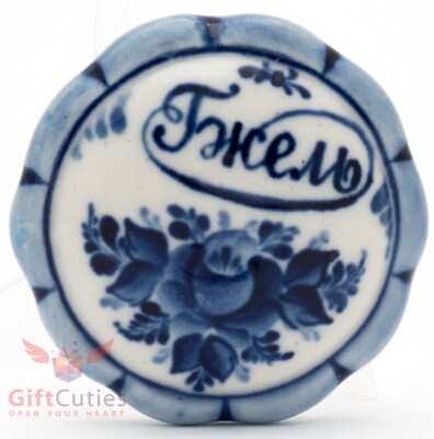 Gzhel Porcelain souvenir Russian gzhel flowers  hand-painted fridge magnet Гжель