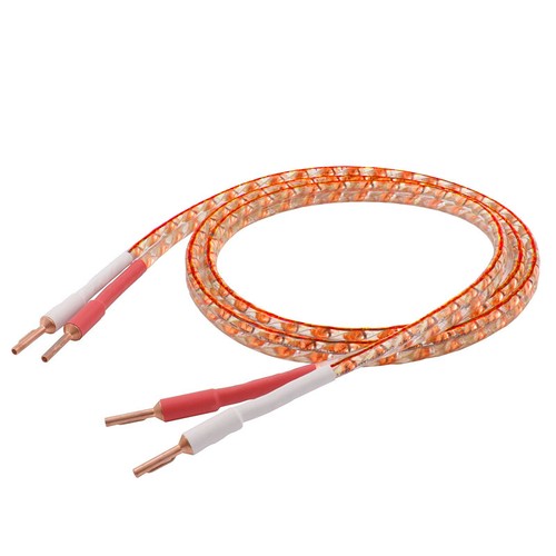 HiFi Speaker Cable Flat OFC Single Wire Audio Cord W/ Banana/Y Spade Connectors