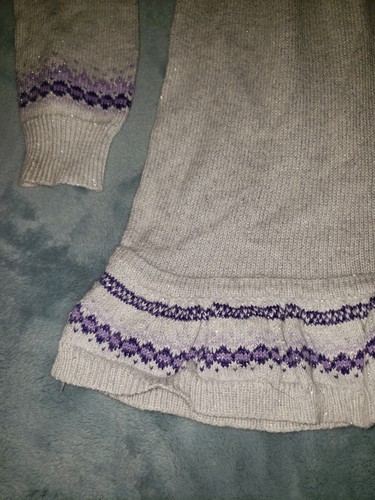 Justice Girls 12 Gray Purple Winter Snowflake Glitter Knit Long Sweater Dress - Picture 4 of 9