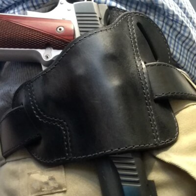 OWB Leather Pancake Holster Fits All 1911 Style Handguns - Colt 1911