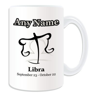 Personalisiertes Geschenk schwarz einfache Zeichnung Waage Tasse Spardose Tasse Stern Schild Name