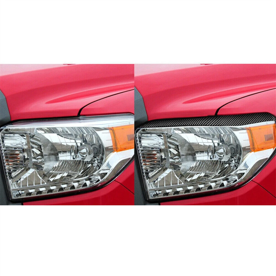 2X Cubierta de párpados de faros de fibra de carbono 2014-2018 para Toyota Tundra Foto 4 de 4
