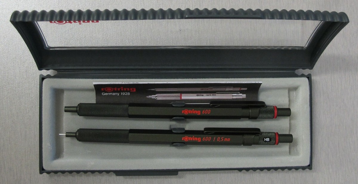 Rotring 600 Set Green Hexagonal Knurled Grip Ballpoint Pen