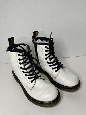 DR DOC MARTENS 1460J COMBAT BOOTS YOUTH WHITE