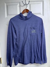 Men  s Vineyard Vines Long Sleeve Hooded Shirt Sz. S Blue