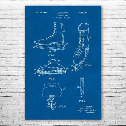 Figure Skate Patent Poster Print Ice Skate Decor Gym Art Sports Gifts, Decor - Picture 1 of 4
