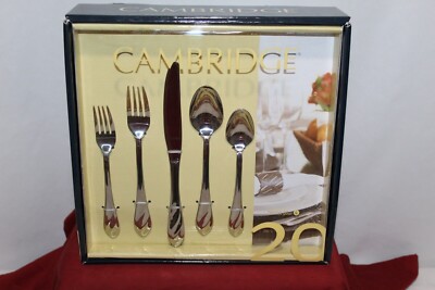 *NEW Cambridge Farrah Mirror 20 Piece Flatware Set, Service for 4