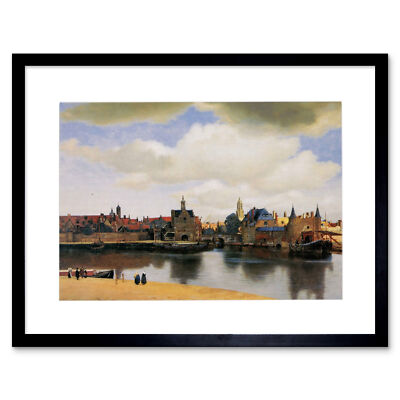 Vermeer View Delft Altmeister Gemälde gerahmt Kunstdruck Bildhalterung 12x16 Zoll