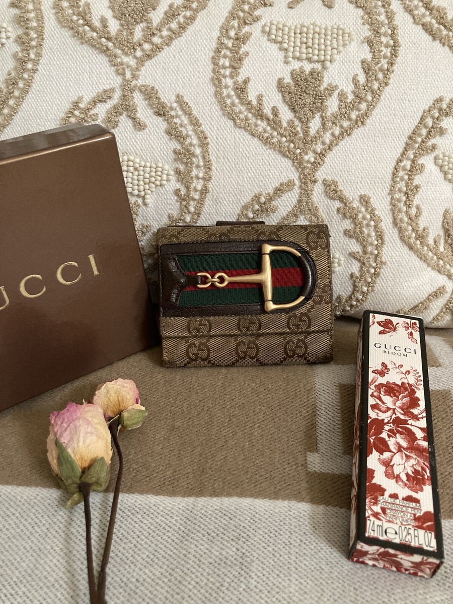 AUTHENTIC VINTAGE Gucci Wallet W Hook Sherry Line Hustler Bit GG 