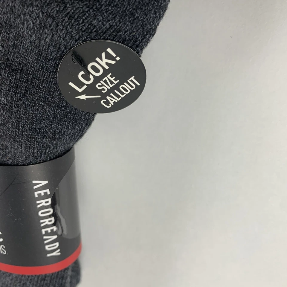 Adidas No Show Socks Big Boys Large Black Angle Stripe Cushioned 6-Pack 8322 - Image 4 of 4