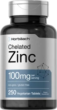 Chelated Zinc Supplement 100mg | 250 Tablets | High Potency | by Horbaach