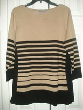 Ladies Sweater Coffee Striped Boat Neck Size 2X NEW