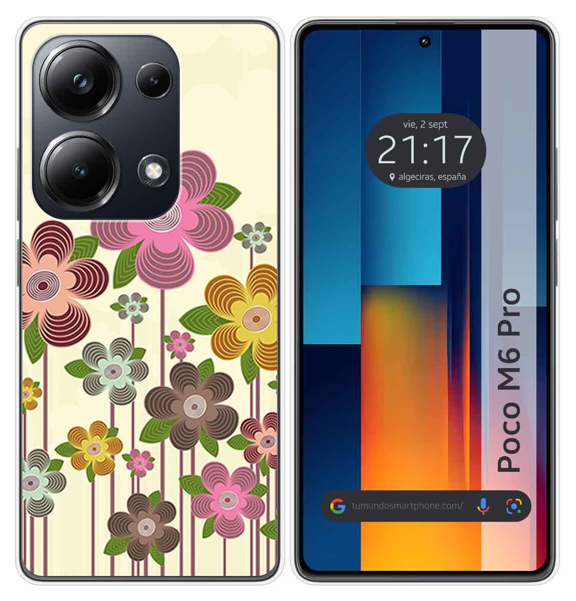 Cover Silicone per Xiaomi Poco M6 Pro 4G Disegno Primavera IN Fiore Disegni