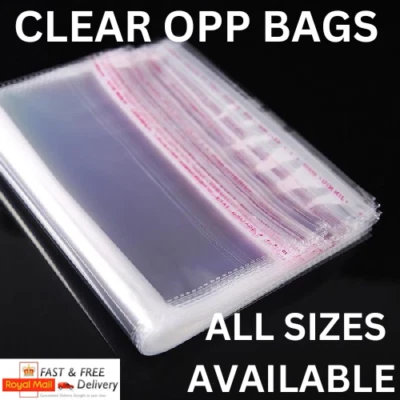 RBK CLEAR CELLO BAGS DISPLAY GARMENT SELF ADHESIVE PEEL& SEAL CELLOPHANE PACKING OPP