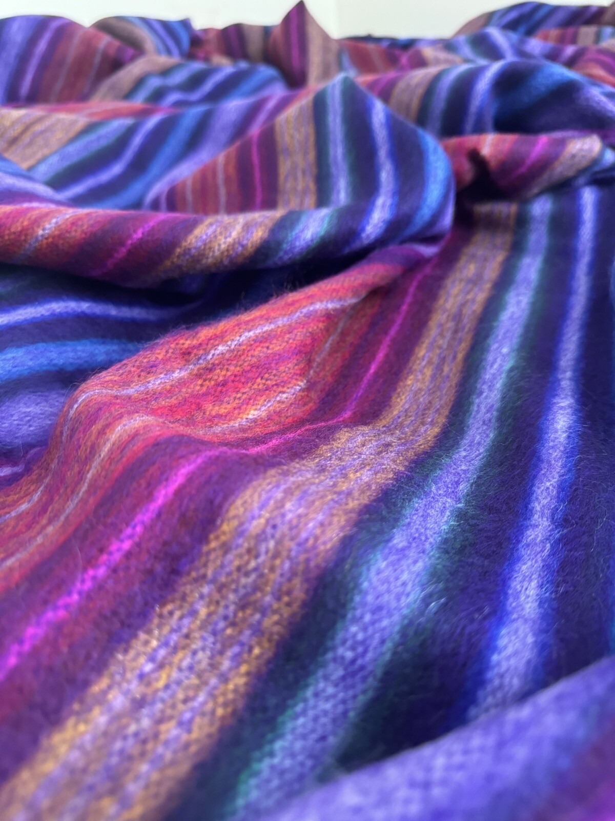 Alpaca Blanket Throw Striped Purple Blue Pink Alpaca Wool Twin Nwot