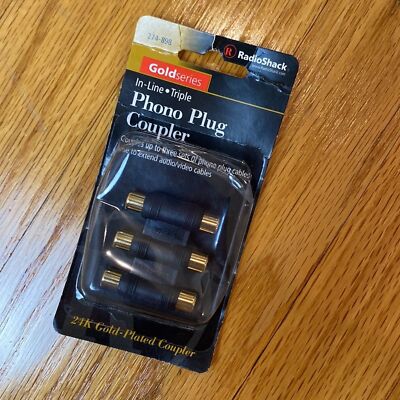 NEW NWT RadioShack 274-898 Triple Phone Plug Coupler Gold Plated In Line Triple