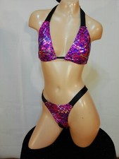 Exotic dancer stripper multicolor two piece bikini dance outfit - dancewear
