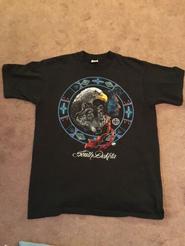 South Dakota Large T-Shirt Wolf Weißkopfseeadler Indianer Natur Hipster Indie - Bild 2 von 2