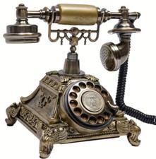Antique Telephone Desk Phone European Style Old Fashioned Rotary Dial Phone