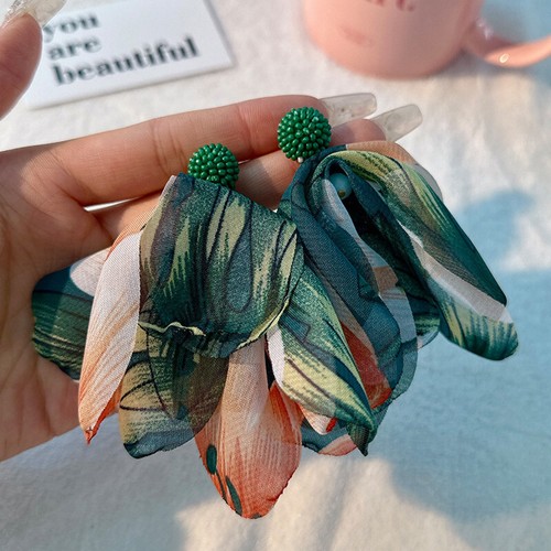 Boho Women Earrings Flower Petals Drop Dangle Long Tassel Exaggerated Earrings/ - Picture 9 of 20
