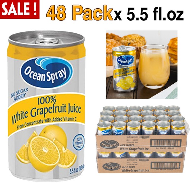 Ocean Spray 100% White Grapefruit Juice 48 Pack x 5.5 Oz, No Sugar