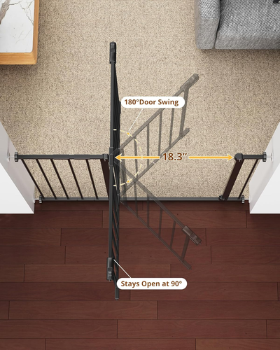 Puerta para bebé de 28,9-42,1" de ancho para escaleras, puertas para perros de 30" de alto para puertas expandibles - Imagen 5 de 8