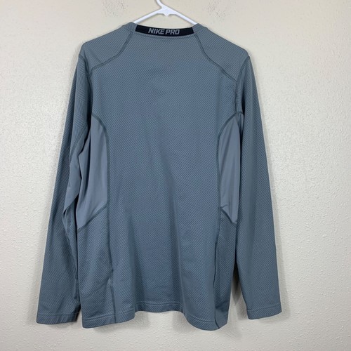 Nike ProCombat Gray Fitted Hyperwarm Dri-Fit Compression Shirt Size Large - Picture 6 of 6