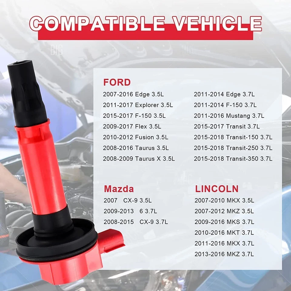 6 катушек зажигания DG520 для Ford Edge F150 Flex Lincoln Mercury 3,5/3,7 л UF553 - Изображение 3 из 4