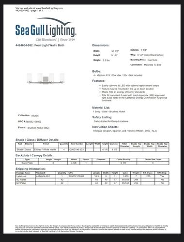 Alturas 4-Light 31 Bathroom Vanity Light in Brushed Nickel - Picture 5 of 5