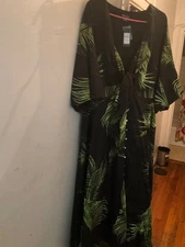 City Chic Feathered Leaf Maxi Dress Size 18