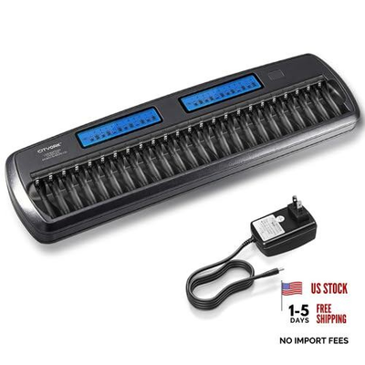 #ad 24 Bay AA AAA Large Battery Charger Smart LCD Display with Discharge Function $125.24