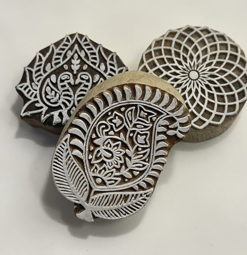 Set of 3 Shapes various Design Printing Block Wooden Stamp New WBS 3 - Picture 2 of 5