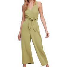 Aritiza Wilfred Ecoulement Jumpsuit Sleeveless Open Back Waist Tie Green size 4