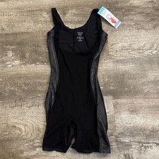 Assets by SPANX Black Large Open Bust Mid Thigh Bodysuit