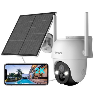 ARENTI 2K Solar Überwachungskamera Außen kabellos, 360° Schwenk Neigbar Akku Kamera